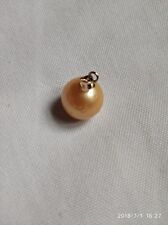 AAA 14-15mm real natural south sea gold pearl round pendant 14k Yellow Gold
