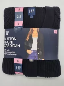Gap Women's Soft Knit Button Front Relaxed Fit Cardigan Black Small MSRP $69.95 - Picture 1 of 4