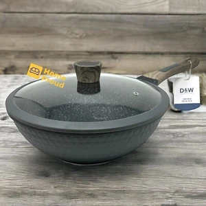 Antihaftbeschichtet WOK D&W mit Deckel 12 Zoll Premium Qualität Druckguss Aluminium Kochgeschirr Neu - Bild 1 von 15