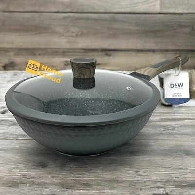 DEANE AND WHITE Nonstick WOK D&W With Lid 12 inch Premium Quality DieCast Aluminum Cookware New