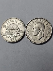 ONE (1) X 1937 DOT CANADA 5 CENTS NICKEL KING GEORGE VI XF WWII 5 Cents - Picture 1 of 1