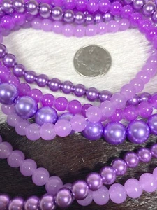 Glass Beads for Bracelet Making PURPLE Round DIY Craft 1 lb 1000+ BULK - Picture 1 of 11