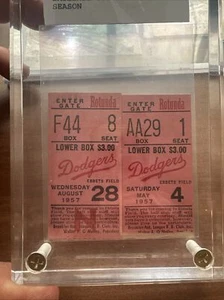 2 Ticket Stub 1957  Brooklyn Dodgers Last Season In New York Aug 28th & May 4 - Picture 1 of 14