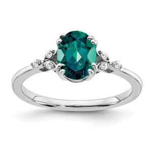 Sterling Silver Lab Created Alexandrite & Diamond Ring Size 7 for Women 1.94gm - Picture 1 of 7