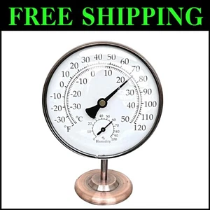 Elegant 4-Inch Indoor/Outdoor Thermometer with Hygrometer – Durable Brass Design - Picture 1 of 11