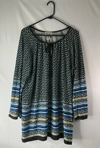 Anthony Richard's women's size M black multi-color tunic long sleeves front ties - Picture 1 of 7