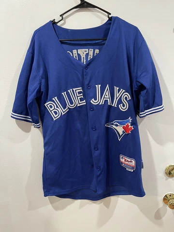 TORONTO BLUE JAYS ~ Jose BAUTISTA #19 Blue Button Up Majestic Jersey ~ Size 48 Cover