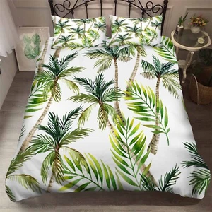 3D Tropical Palm Tree Watercolor Quilt Cover Set Bedding Sets Pillowcases 64 - Picture 1 of 6