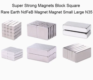 Super Strong Magnets Block Square Rare Earth NdFeB Magnet Magnet Small Large N35 - Picture 1 of 24