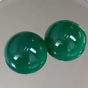 Par de piedras preciosas genuinas sueltas de calcedonia natural verde redondas a juego 77,38 quilates - Imagen 1 de 3