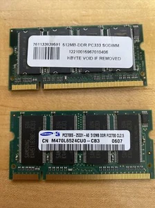 Quantity 2 - Laptop 512MB ( 2 x 512MB) DDR PC2700 333Mhz Memory Ram PC333 - Picture 1 of 2