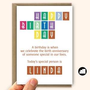 Personalised Happy birthday card for her him mum dad friend, definition - Bild 1 von 10