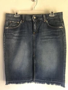 NEW Blue Cult Jeans Distressed Denim Straight / Pencil Skirt Exposed Hem Size 30 - Picture 1 of 5