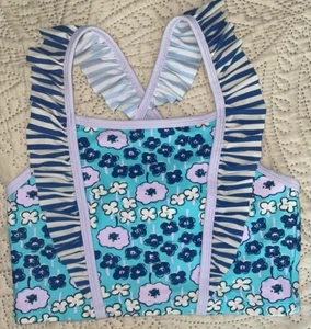HANNA ANDERSSON  Youth Girl’s Size 150 Blue Purple Floral Tankini Swim Suit Top - Picture 1 of 3