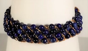 Lapis Lazuli and Twisted Copper Wire Bracelet 7"+ - Picture 1 of 2