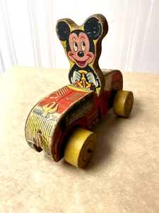 VINTAGE FISHER PRICE MICKEY PUDDLE JUMPER PULL CAR 1950’S - Picture 1 of 8