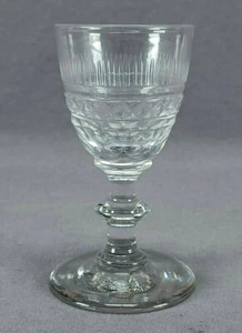 Pittsburgh New England Hand Blown Rays Diamonds & Panels Cut Flint Glass Wine - Picture 1 of 9