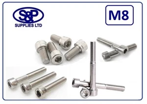 M8 X 12MM to M8 X 150MM ST/STEEL SOCKET CAP HEAD SCREW DIN912 A2-304 CAP HEAD - Picture 1 of 4