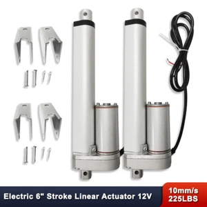 2Sets Linear Actuator 6" 225 Pound Max Lift Output 12 Volt DC& Mounting Brackets - Picture 1 of 11