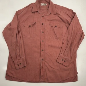 Hawaiian Tropic Button Up Shirt Long Sleeve Red Brown Clay Wood Buttons XL Rare - Picture 1 of 8