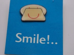 Childline pin badge white phone on light blue card (Discoloured) - Picture 1 of 2
