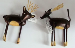 NWT 2 World Market Springy Metal Reindeer Holiday Country Decorations Indonesia - Picture 1 of 7