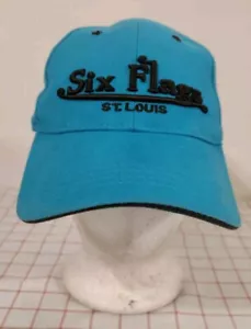 Six Flags St Louis Cap Hat Blue Mens Adjustable Embroidered - Picture 1 of 6