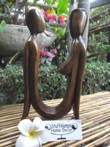 Balinese Carved Abstract Couple - hand crafted wood carving - approx: 30cm - Picture 1 of 6