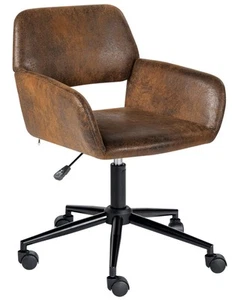 Desk Chair, Home Office Chair Upholstered Suede Fabric, Mid Back Swivel Compu... - Picture 1 of 8