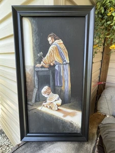 Print On Canvas 13 X 23 The Carpenter And Son Baby Jesus religious Christianity - Picture 1 of 13