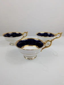Vintage Coalport Bone China Tea Cup Blue and White Set Of 3 Flaw - Picture 1 of 13
