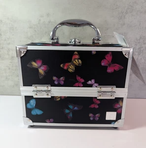 Caboodles Adored Train Case Butterflies & Pink Makeup Cosmetic Organizer NEW - Picture 1 of 13