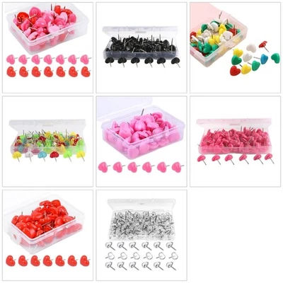 100Pcs Heart shaped Push Pins Colorful Push Pin for School Office Bulletin Board - Image 1 of 4
