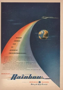 1946 Republic Aviation: Rainbow High Above Vintage Print Ad - Picture 1 of 1