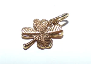 DE COLECCIÓN ORO 9CT SUERTE CUATRO HOJAS TRÉBOL COLGANTE GOTA - Imagen 1 de 4