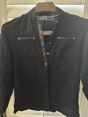 Camisa de Golf Jamie Sadock De Colección Negra Cuello Simulado Manga Larga Broches Detalle Burbuja Foto 1 de 4