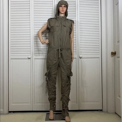 Mono para mujer RLX Ralph Lauren caqui con capucha pierna ajustada Ramie y algodón talla 8 Foto 1 de 4