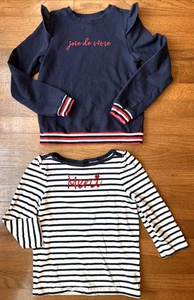 (02) Janie And Jack Embroidered Sweatshirt Merci and matching Shirt Lot - Sz 10 - Picture 1 of 5
