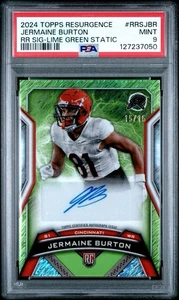 2024 Topps Resurgence RC Jermaine Burton Auto Lime Green Static /15 PSA 9 - POP1 - Picture 1 of 2