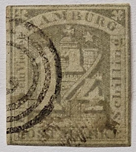 GERMANY HAMBURG 1864 1 1/4s Used. Believe Reprint/forgery - Picture 1 of 2