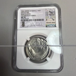 2014 S NGC PF70 DEREK JETER Signature on National Baseball Hall Fame Half Dollar - Picture 1 of 4
