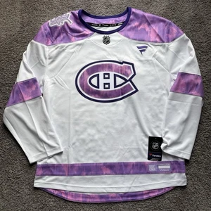 NWT Montreal Canadiens Fanatics Hockey Fights Cancer Jersey Pink White Size XL - Picture 1 of 20
