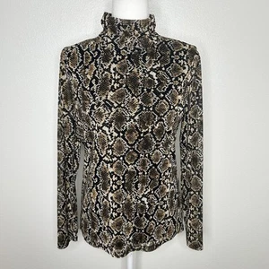 Top donna DKNY beige e nero pelle di serpente maglia girocollo manica lunga taglia M usato in ottime condizioni - Foto 1 di 10