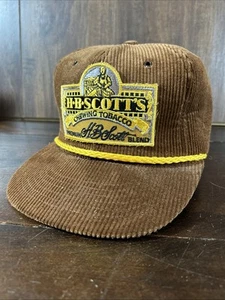 VTG H.B. Scott's Chewing Tobacco Snapback Hat Corduroy Rope Patch Insulated - Picture 1 of 13