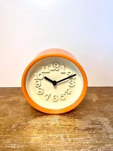 Lemnos Riki Watanabe Japanese Clock Orange Wall &Table Clock Vintage 5.5" Quartz - Picture 1 of 11
