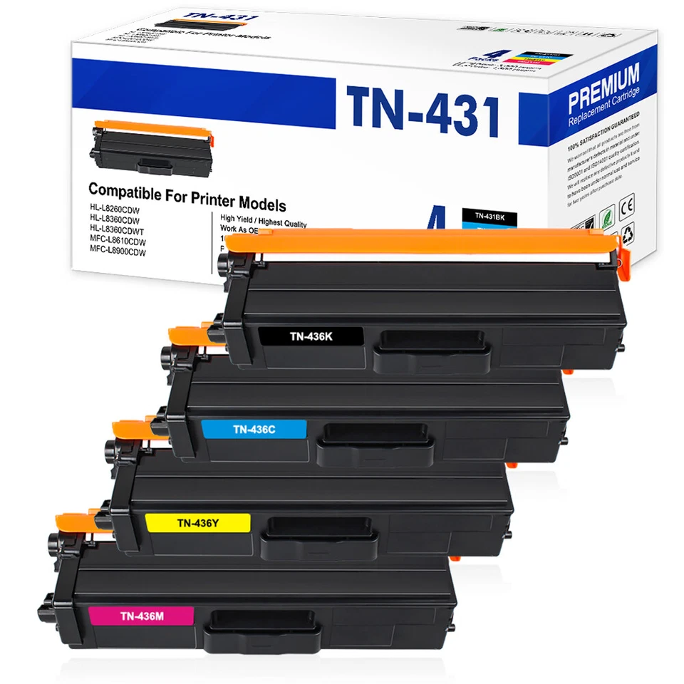 TN436 TN433 TN431 Toner Set for Brother MFC-L8900CDW L8610CDW HL-L9310CDW Lot - Image 1 of 4