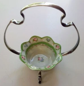 ANT SILVER PLATED COTTAGE CORE JAM BASKET & DISH EXC COND GOLD ACCENT HND PTD... - Picture 1 of 7