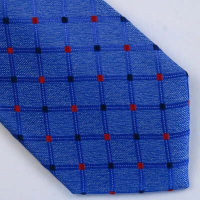 Corbata para hombre Nautica roja azul estampado a cuadros tejida 100 % seda ajustada 58x2,75 Foto 1 de 4