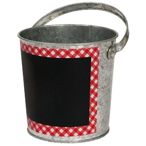 12CM PICNIC PARTY GALVANISED BUCKET WITH CHALKBOARD BBQ - Image 1 of 1