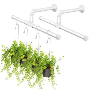 2 Pack Hanging Planter for Indoor Plant Hanging Rod Window Plant Shelves White - Picture 1 of 8